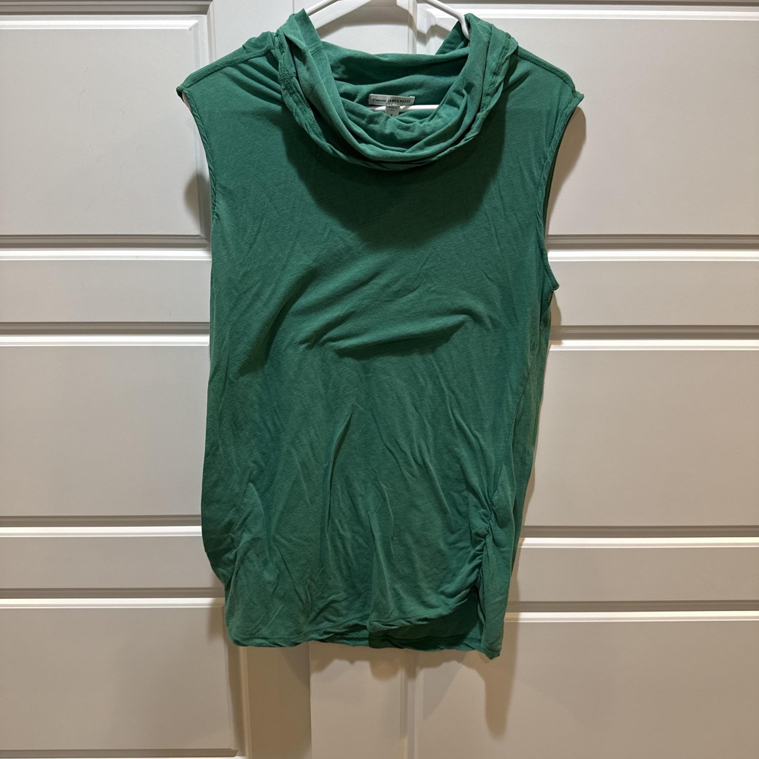 James Perse Shirt Womens 4 Sleeveless Cowl Neck Ruched Side Lightweight USA Made