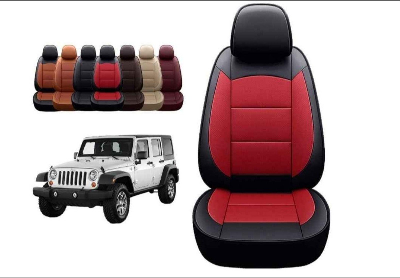 Jeep Wrangler JL 4 Door Leather Seat Covers Red & Black NIB