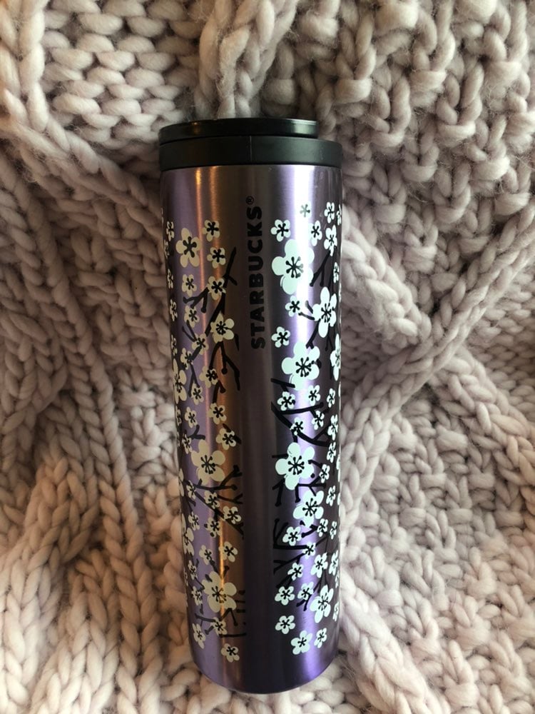 Rare Starbucks Metal Tumbler Purple Floral
