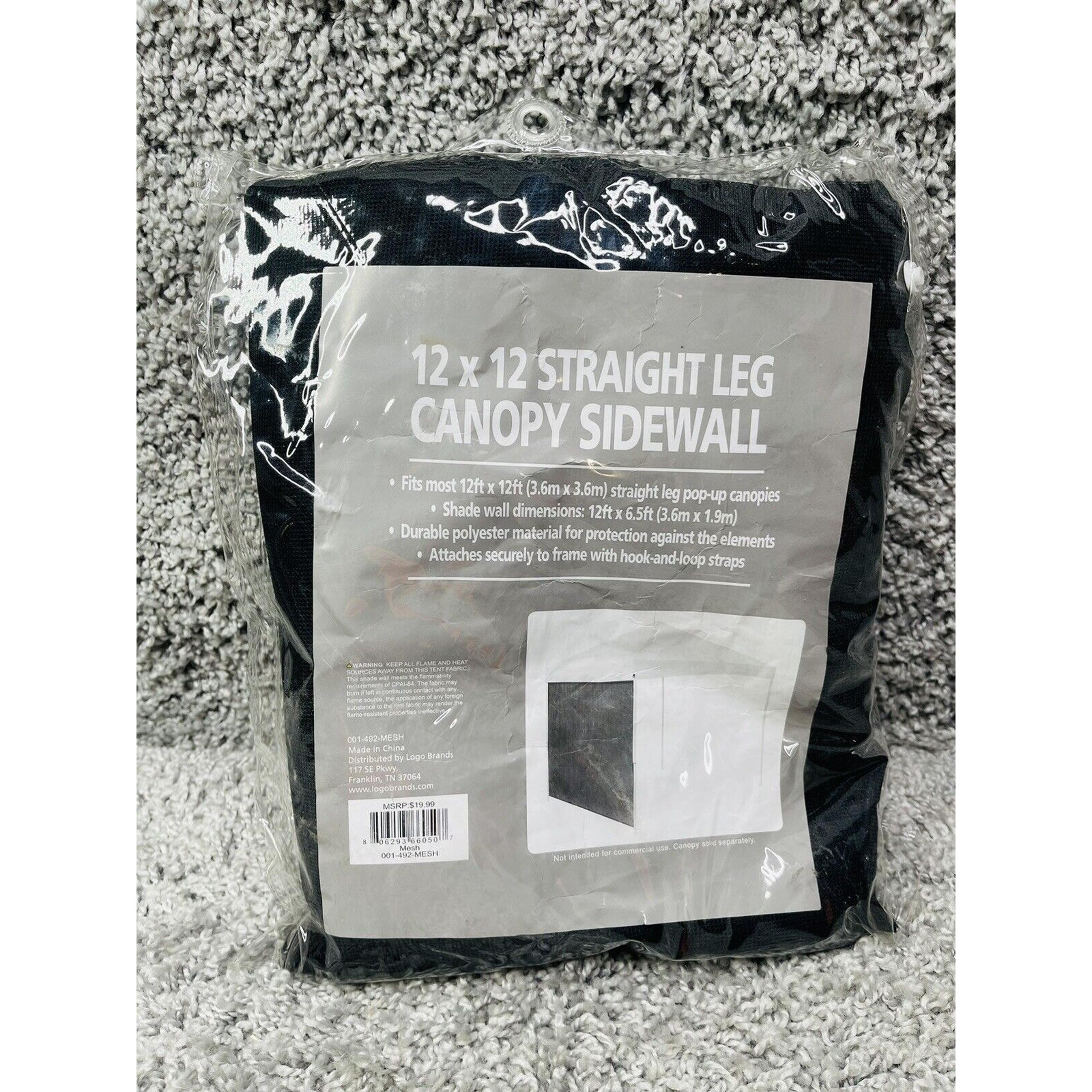 12X12 Straight Leg Canopy Sidewall Mesh Black Durable Polyester Outdoors New