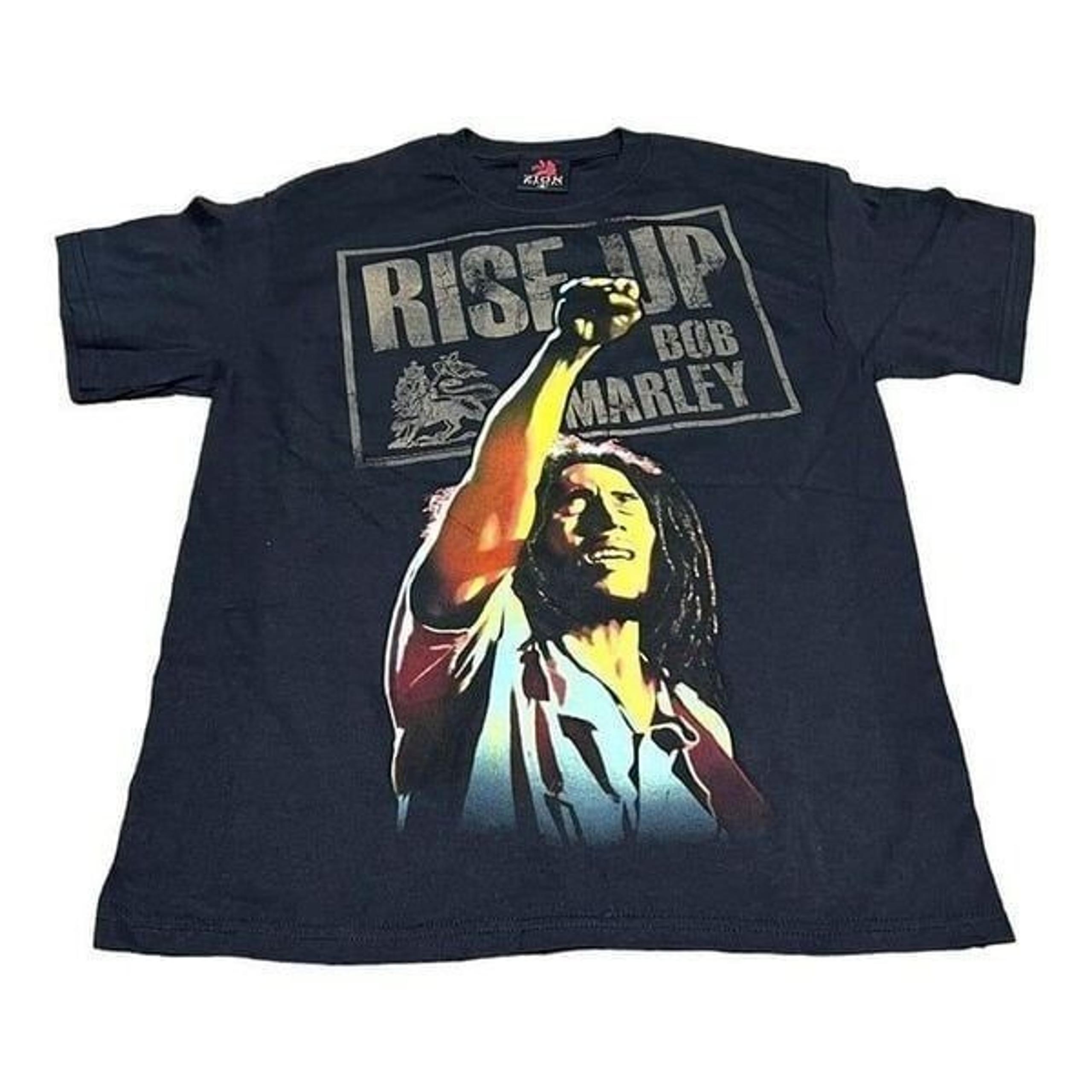 Bob Marley Graphic Tee Tshirt Rise Up Short Sleeve Black Mens M Zion Reggae