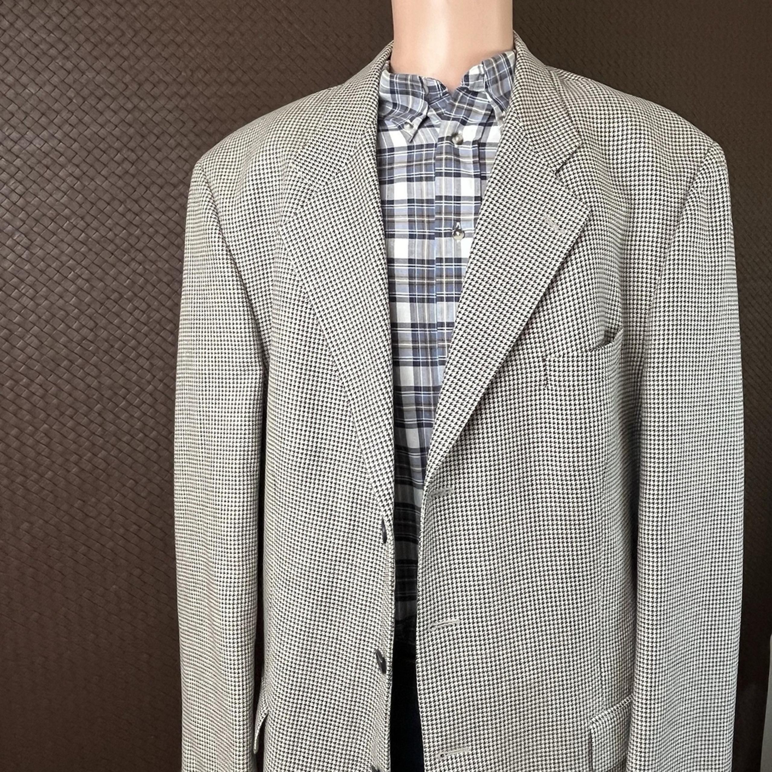 Ferracci Mens Blazer Jacket Sport Coat 48R Silk Wool Blend Houndstooth