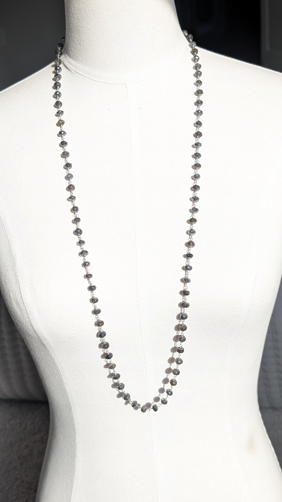 Rarities Gray Metallic-Coated Moonstone Sterling Beaded 36 Necklace