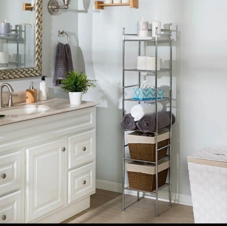 Bathroom Storage Shelving 6-Tier Metal, New