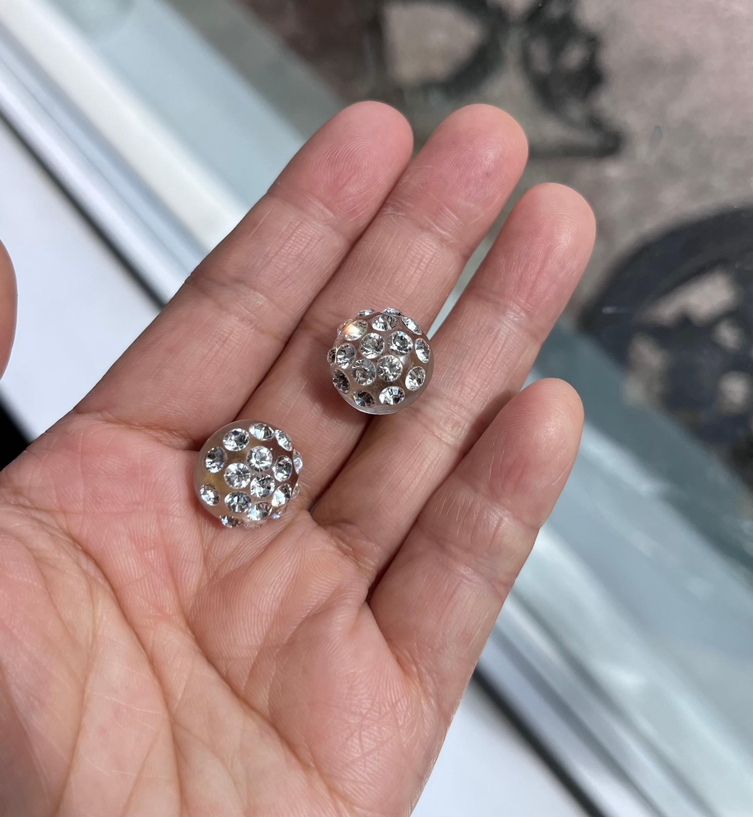 Clear Acrylic Stud Earrings With Crystal Rhinestones