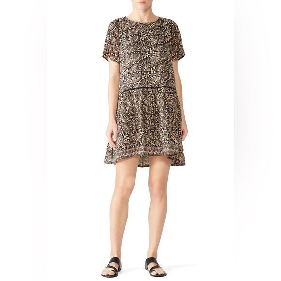 Sea New York Luella Brown & Grey Abstract Print Dress