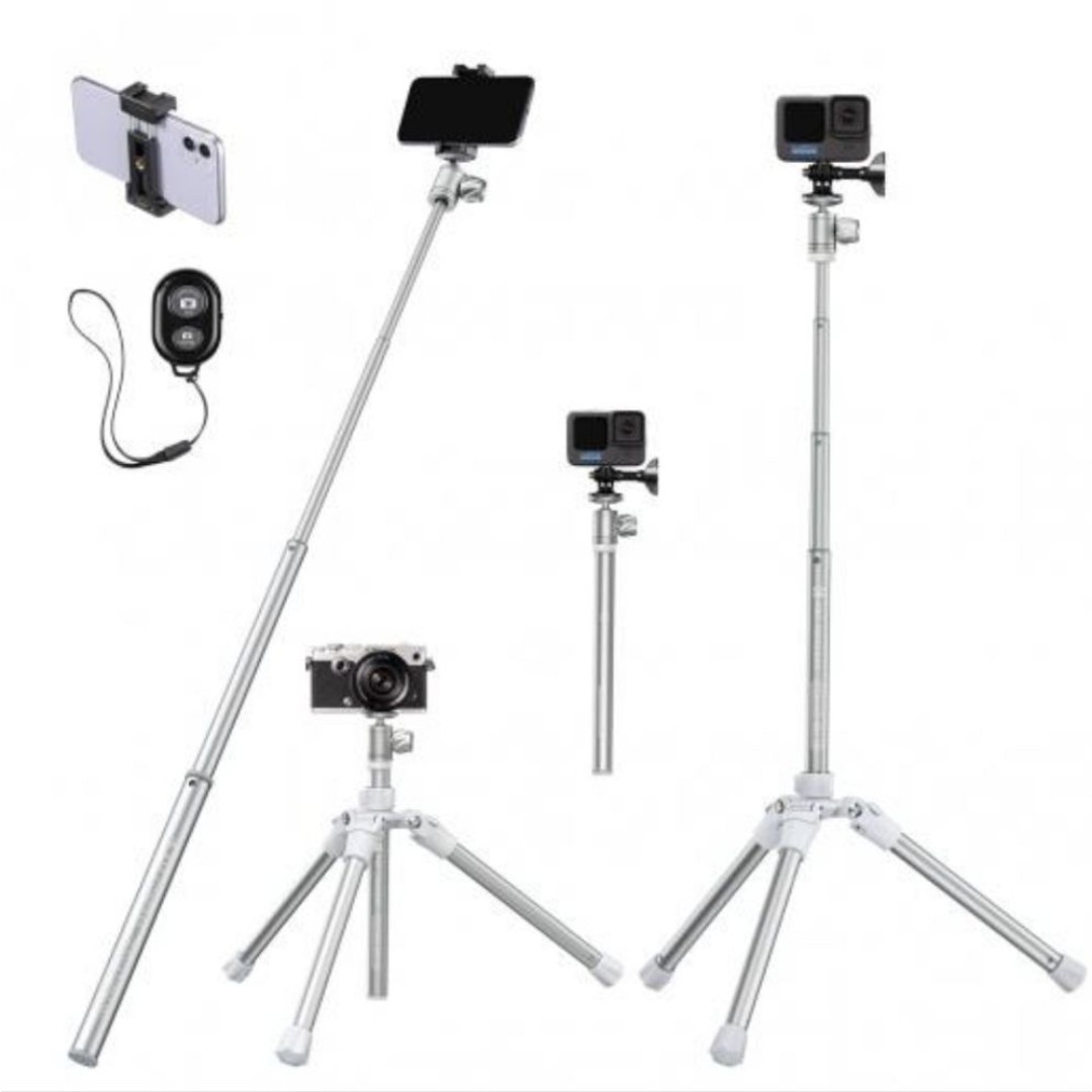 K&F Concepts E224A3+BH-18 Silver Versatile Selfie Stick, Desk Stand, Tripod 67