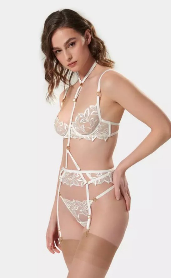 For Love & Lemons Bluebella Isadora Harness / Garter Belt (White(-XS