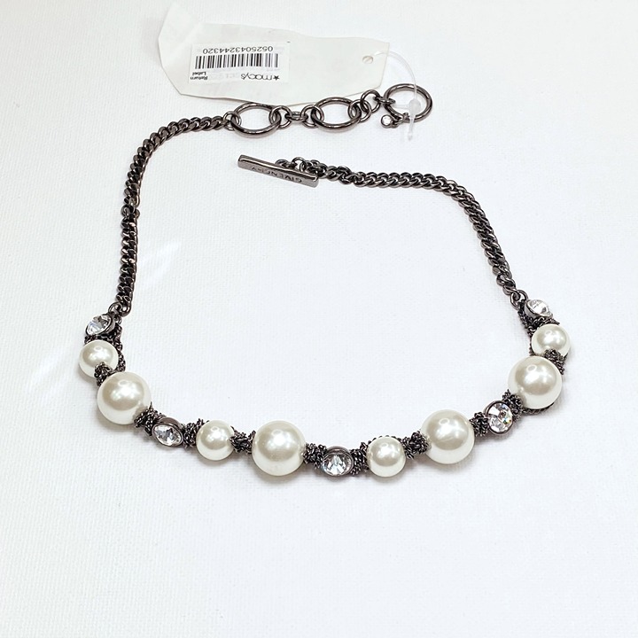 Givenchy Pearl Collar Necklace: Hematite-Tone Crystal