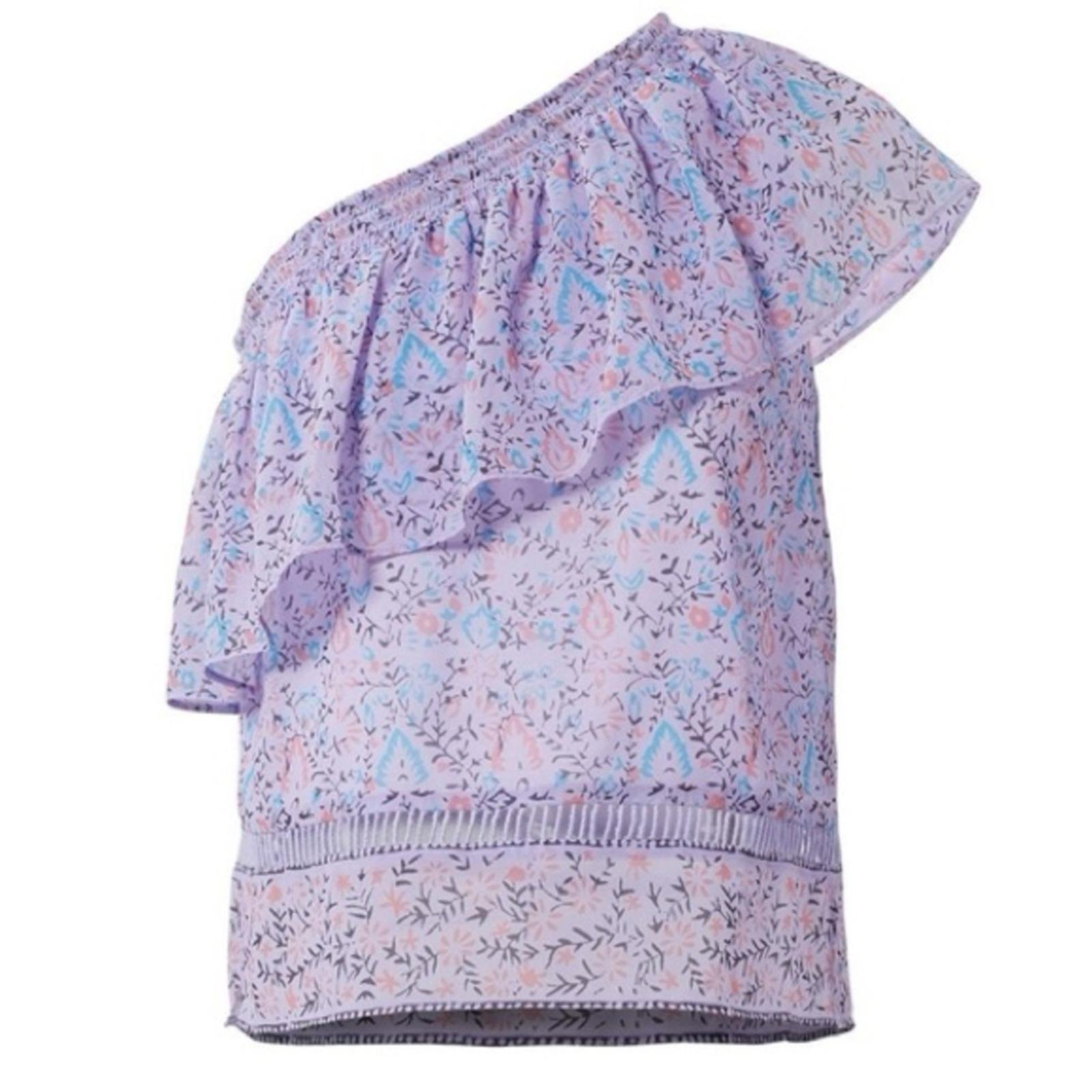 SAYLOR Janice One-Shoulder Ruffle Floral Top, Purple Size XS EXCELLENT! 219