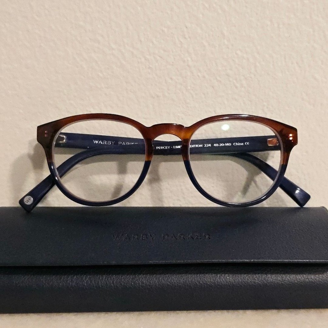 Warby Parker Percey Glasses Frames Navy Brown NWOT