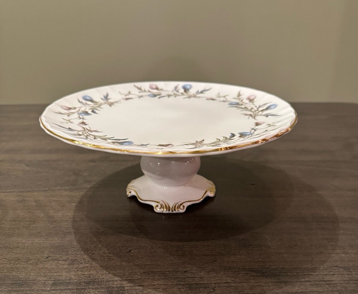 Royal Albert Brigadoon 9” Pedestal Cake Plate, English Bone China