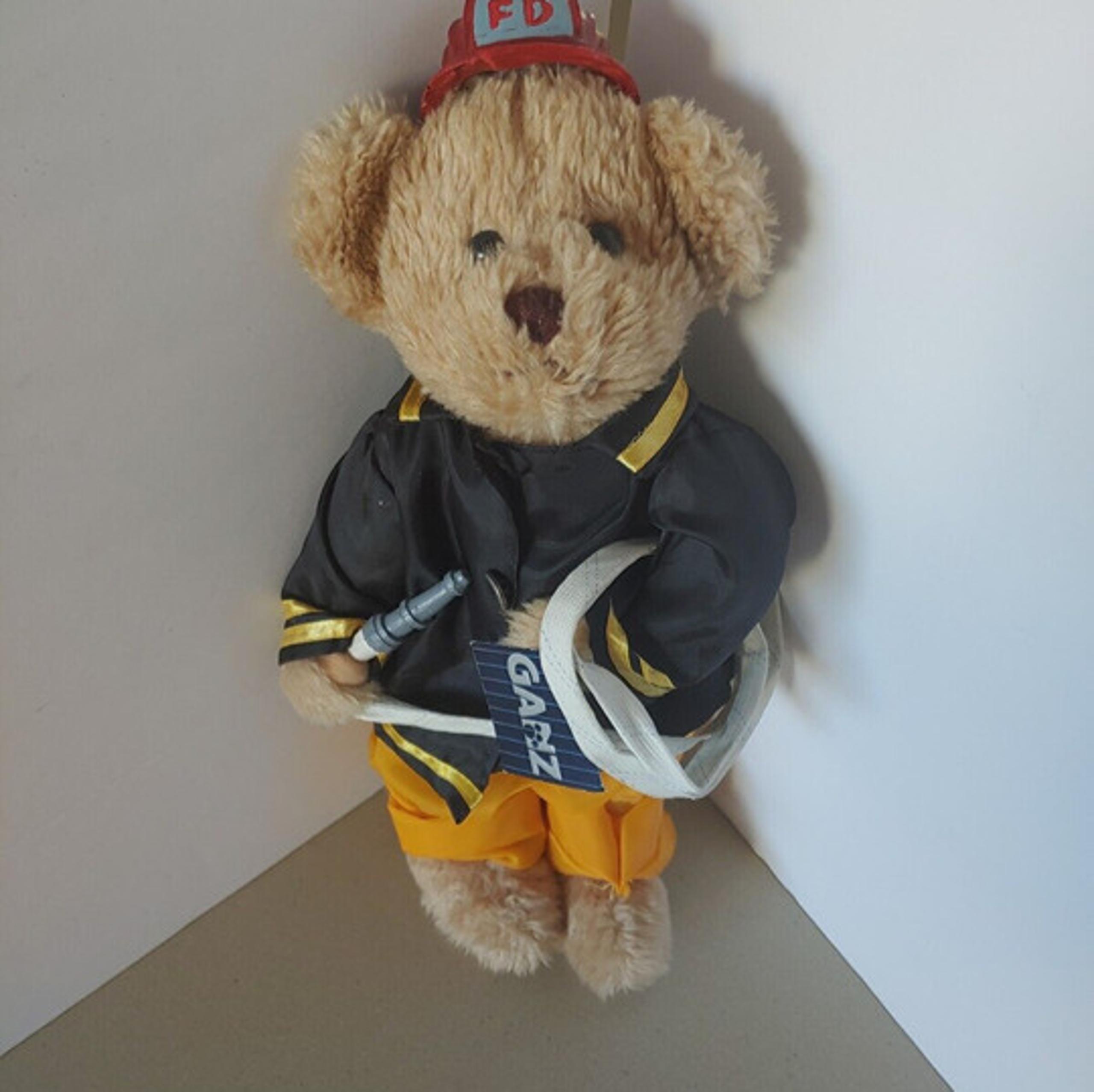 Vintage Ganz Firefighter Bear 14" MR BURNZ Doll Fire Hose Stuffed Animal w/ Tag