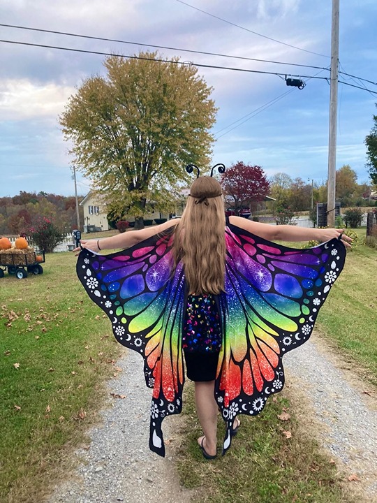 Tibeha Halloween Butterfly Costume for Women - Adult Wings Cape Shawl with Lace