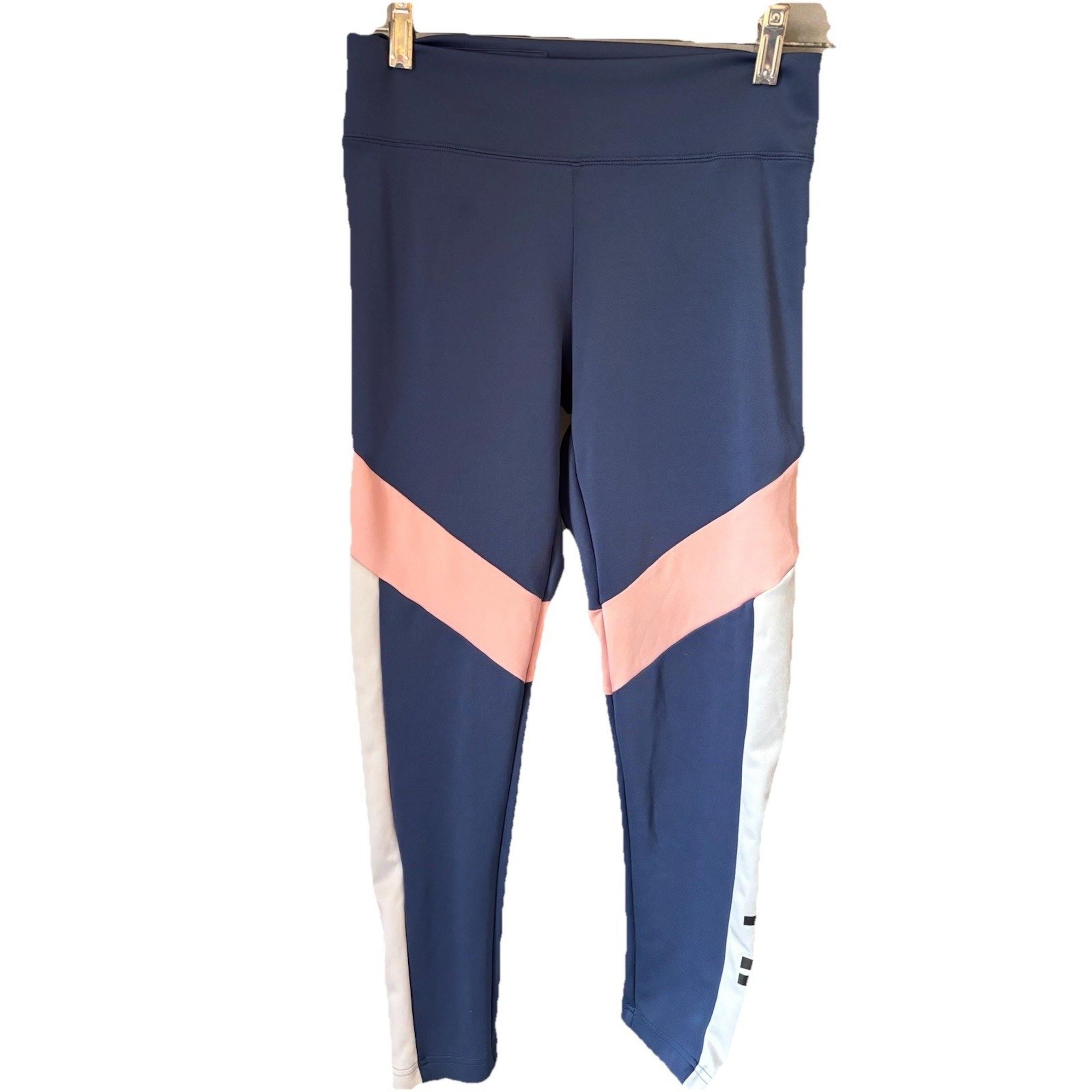 Adidas Climalite Track Pants Womens S Blue Pink White Tapered Leg Spellout Logo