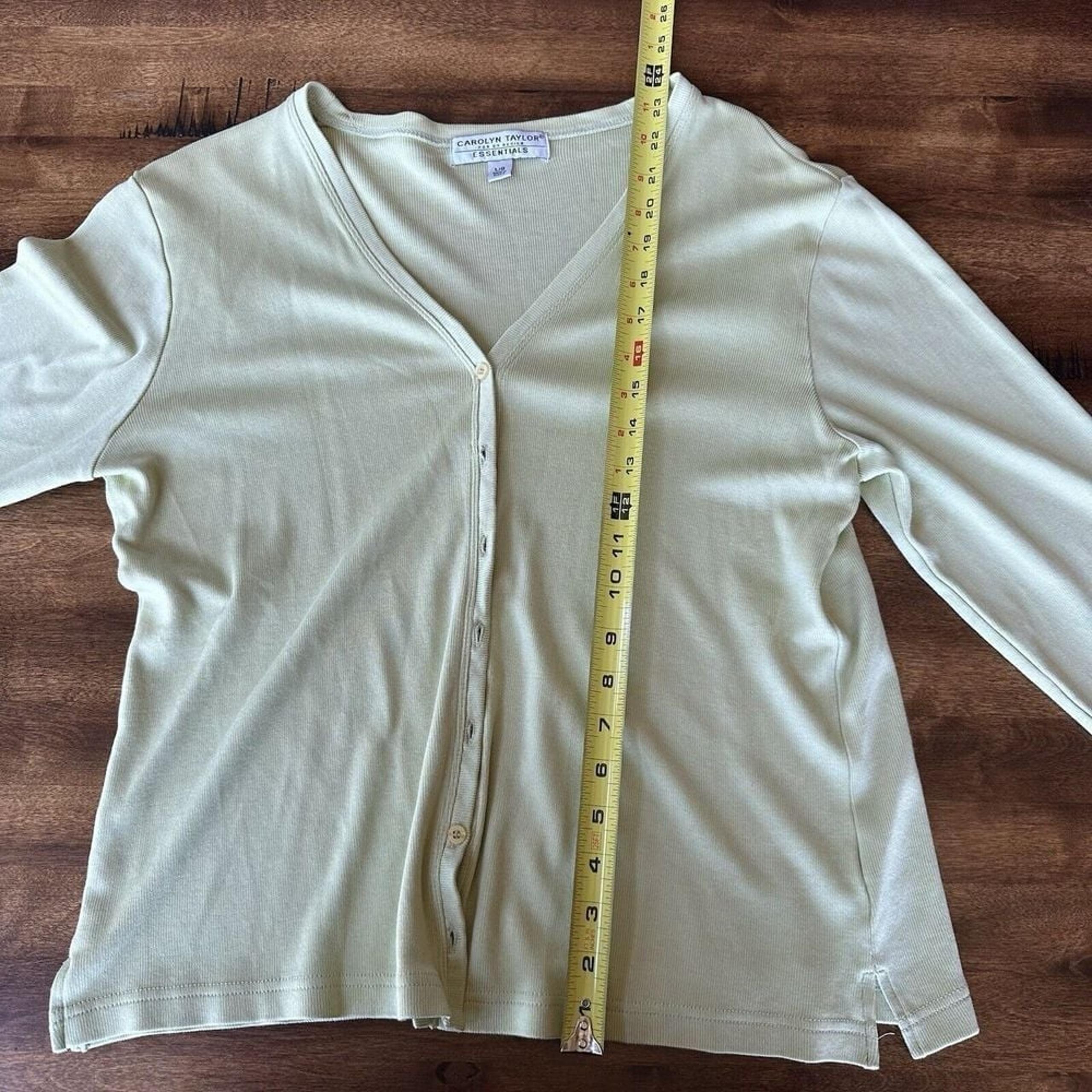 Carolyn Taylor Women's Sweater Large Yellow V Neck Button Down Cardigan Top