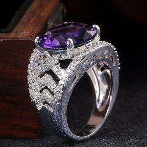 Gorgeous 925 Silver Wedding Amethyst Ring New 8516
