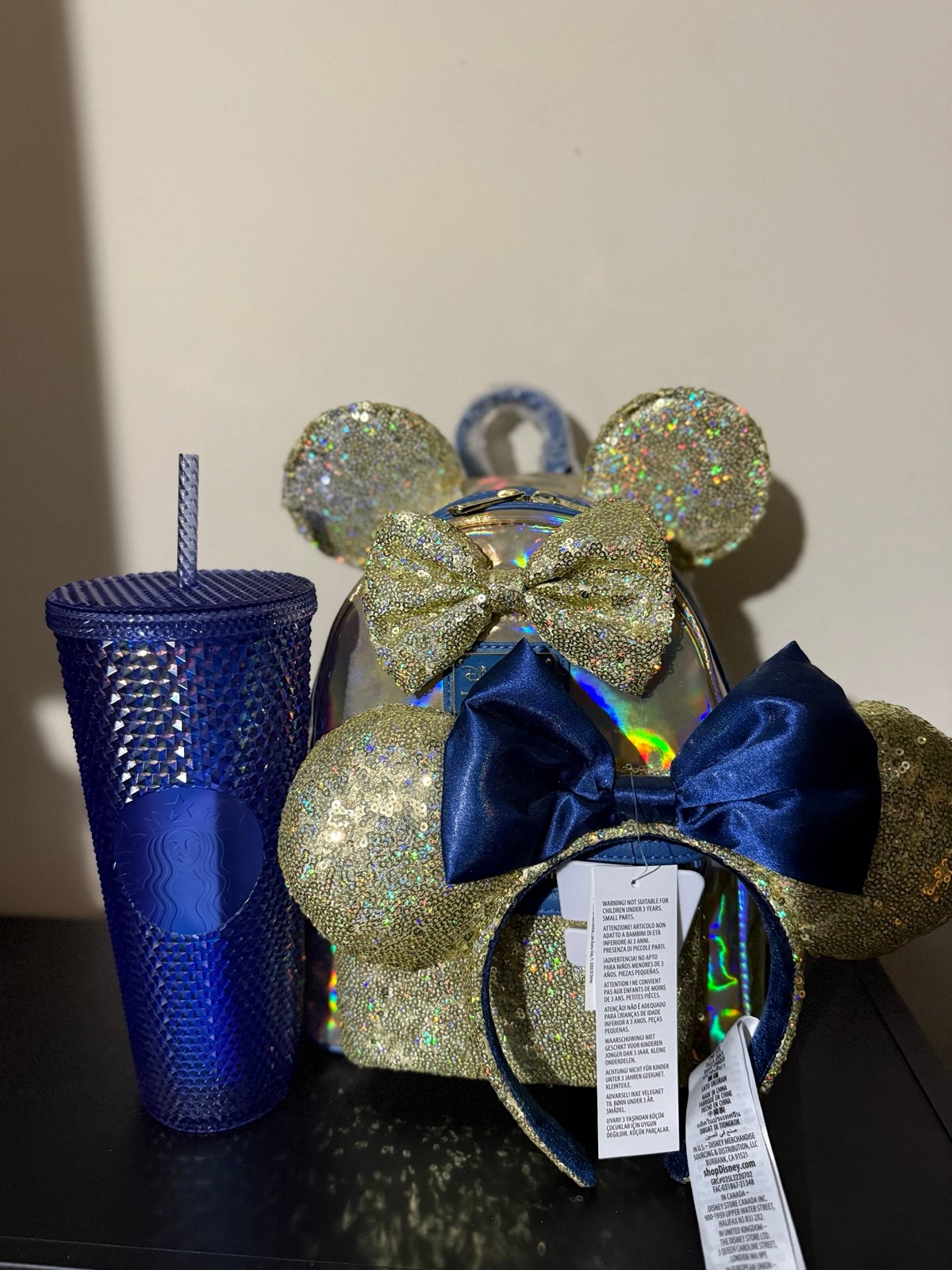 Holo 50th Anniversary Disney park loungefly with Starbucks cup and ears