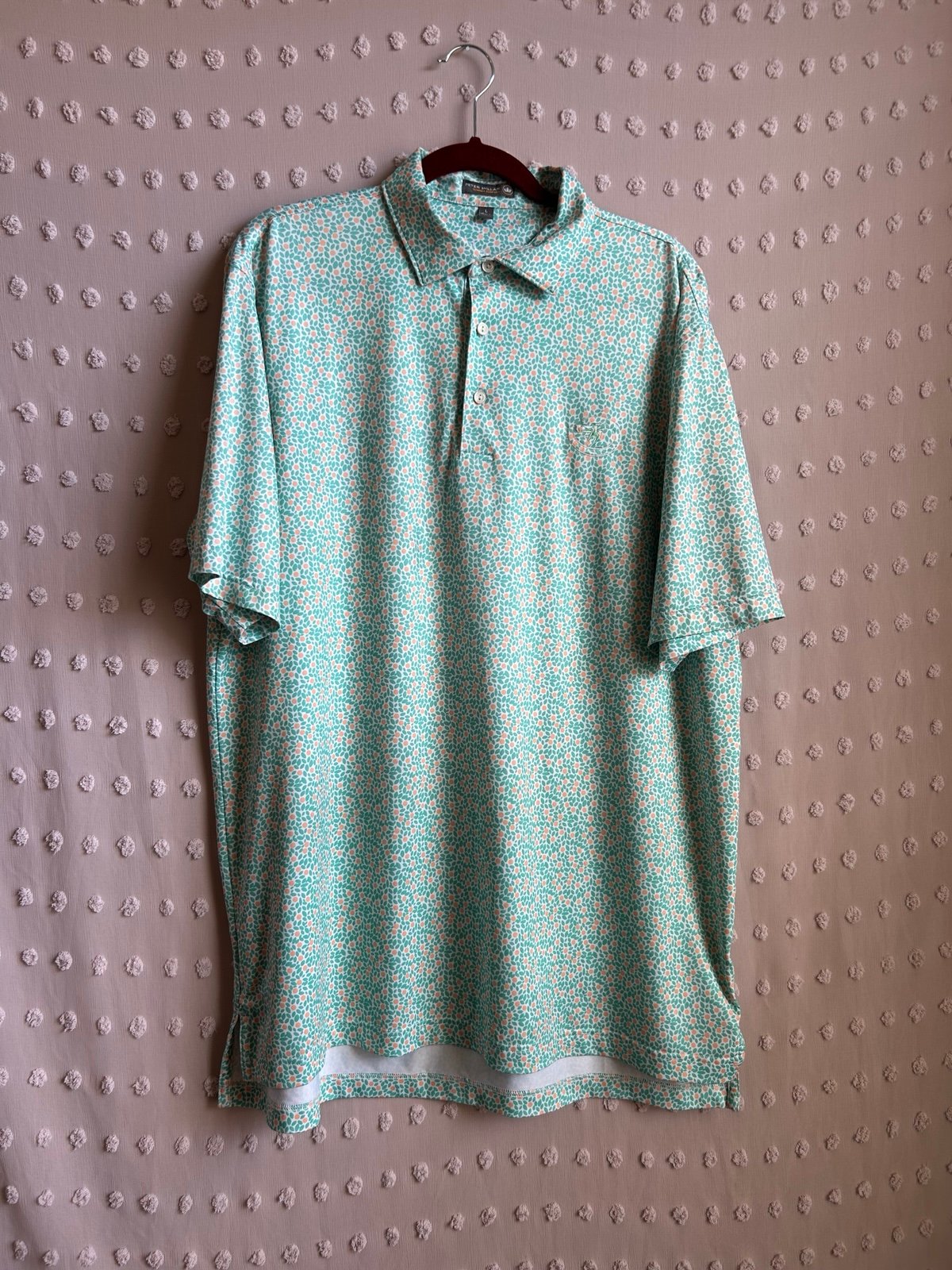 Peter Millar Summer Comfort Lightweight Polo Sz L Green Floral