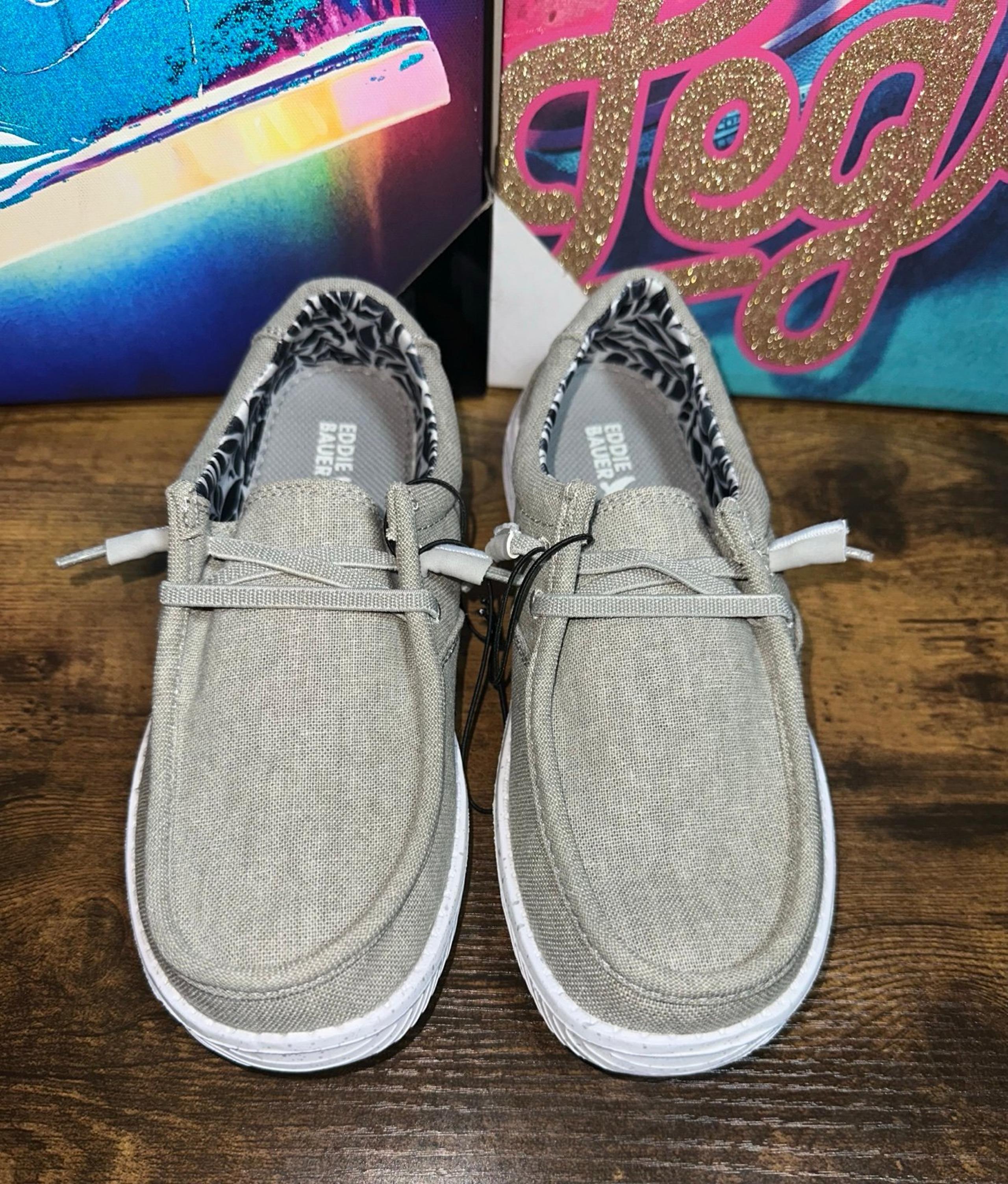 Ladies Lightweight Easy Slip On Canvas Surrey Loafer size 7 grey - Eddie Bauer