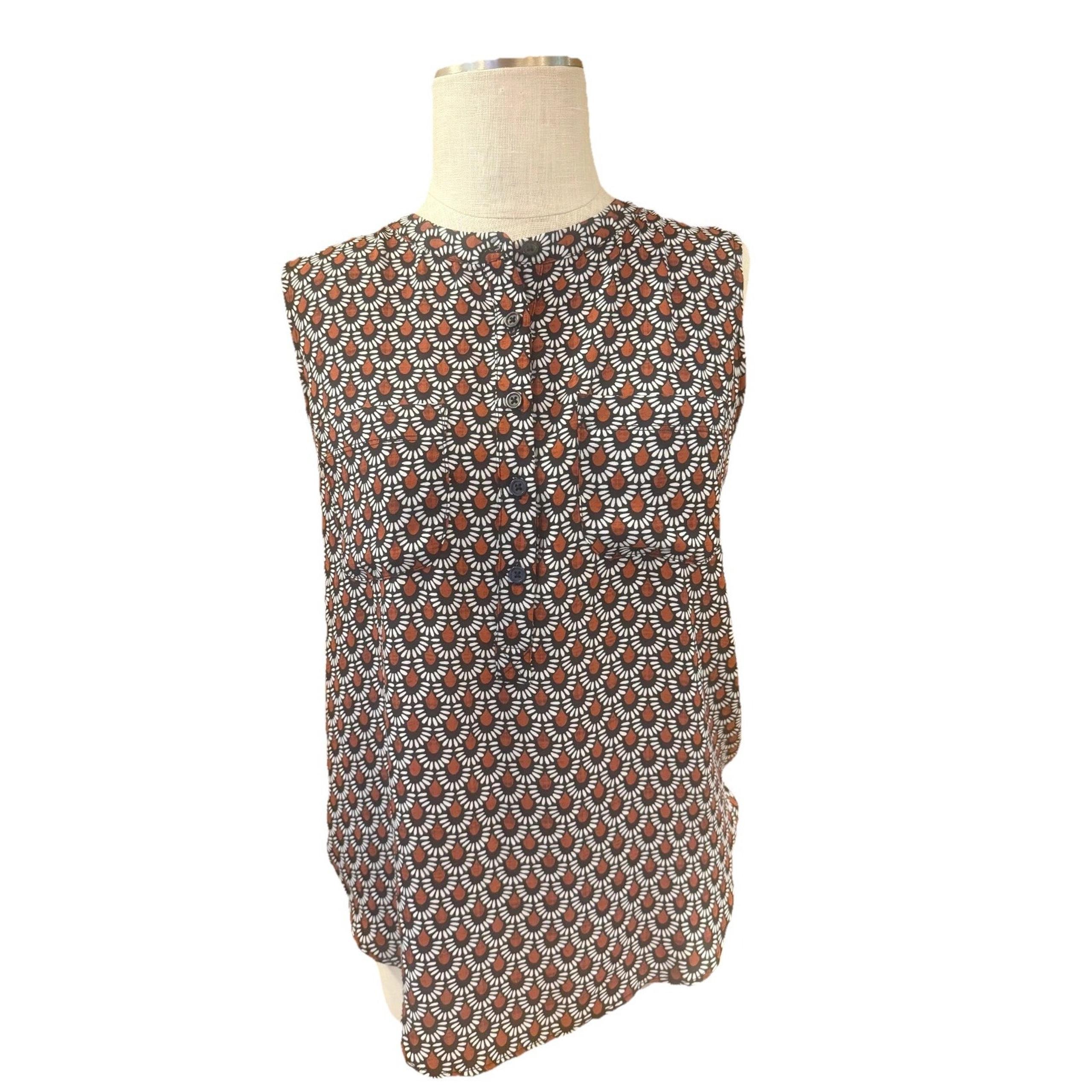Loft Tank Top Womens Medium Multicolor Floral Crew Neck Button Front Sleeveless