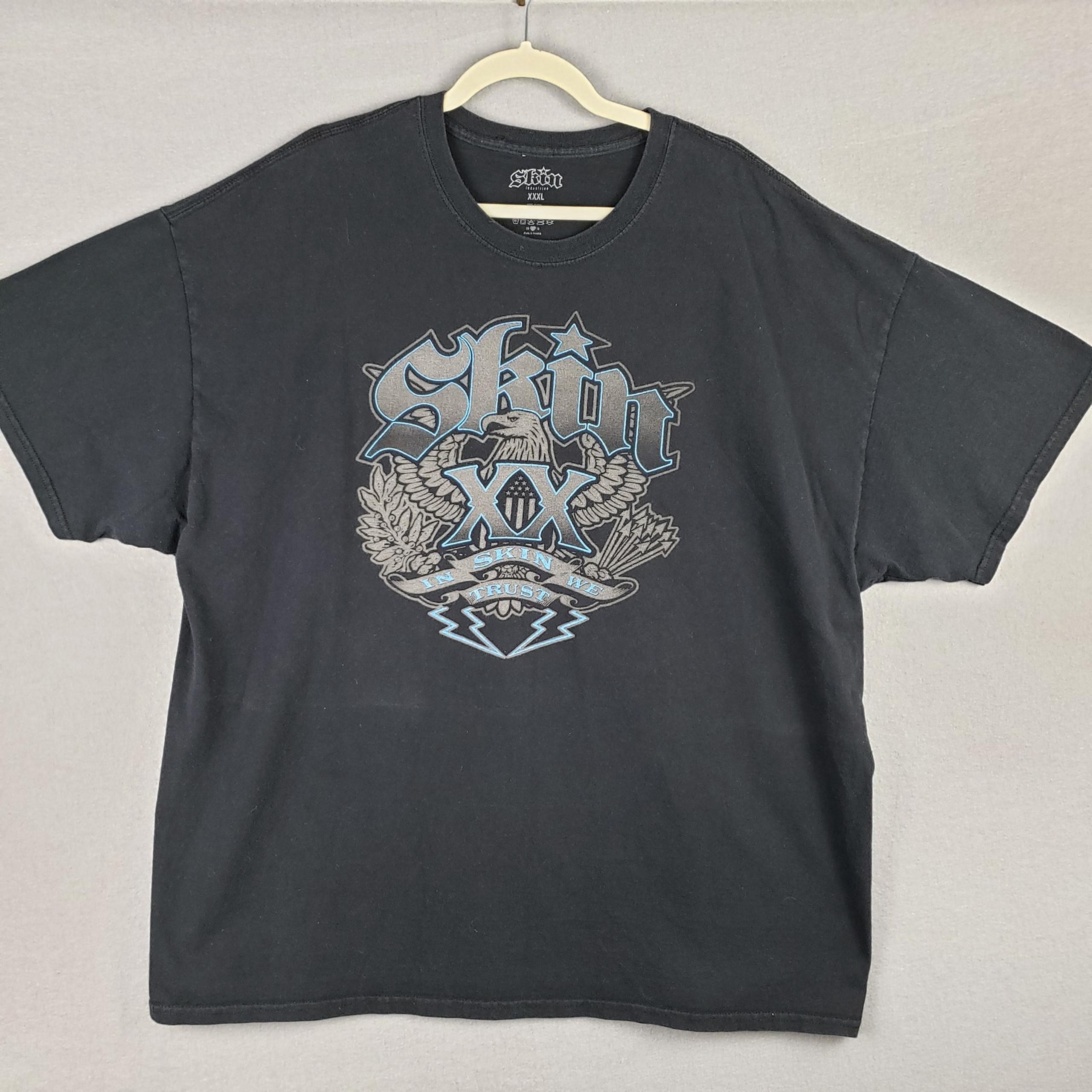 Skin Industries Men's XXL Grunge Graphic Tee Shirt Black Y2K 90s Extreme Sports