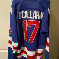 USA Hockey Jersey Large L NHL Olympics 1980 Blue Hone Knit Sweater Fast Ship