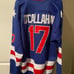 USA Hockey Jersey Large L NHL Olympics 1980 Blue Hone Knit Sweater Fast Ship