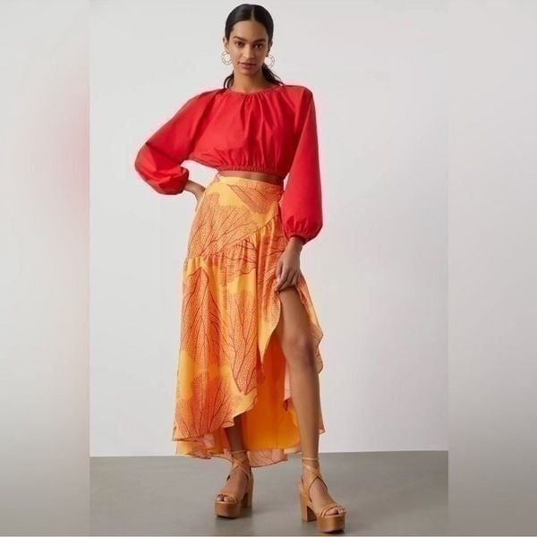 Anthropologie Hutch Printed Wrap Maxi Skirt NEW Size Large
