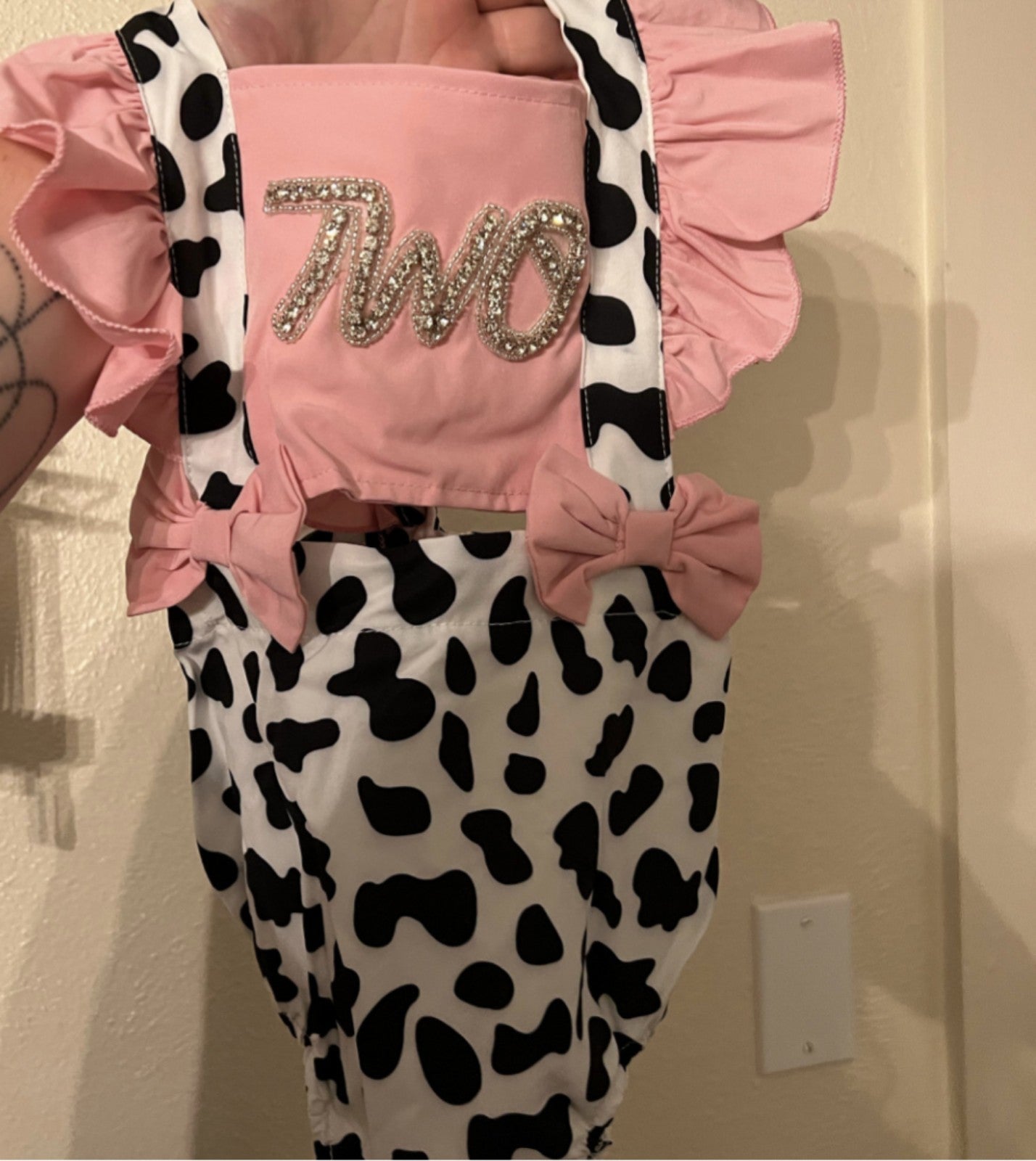 18-24 Barnyard romper Dress Cow Second Birthday outfit clothes