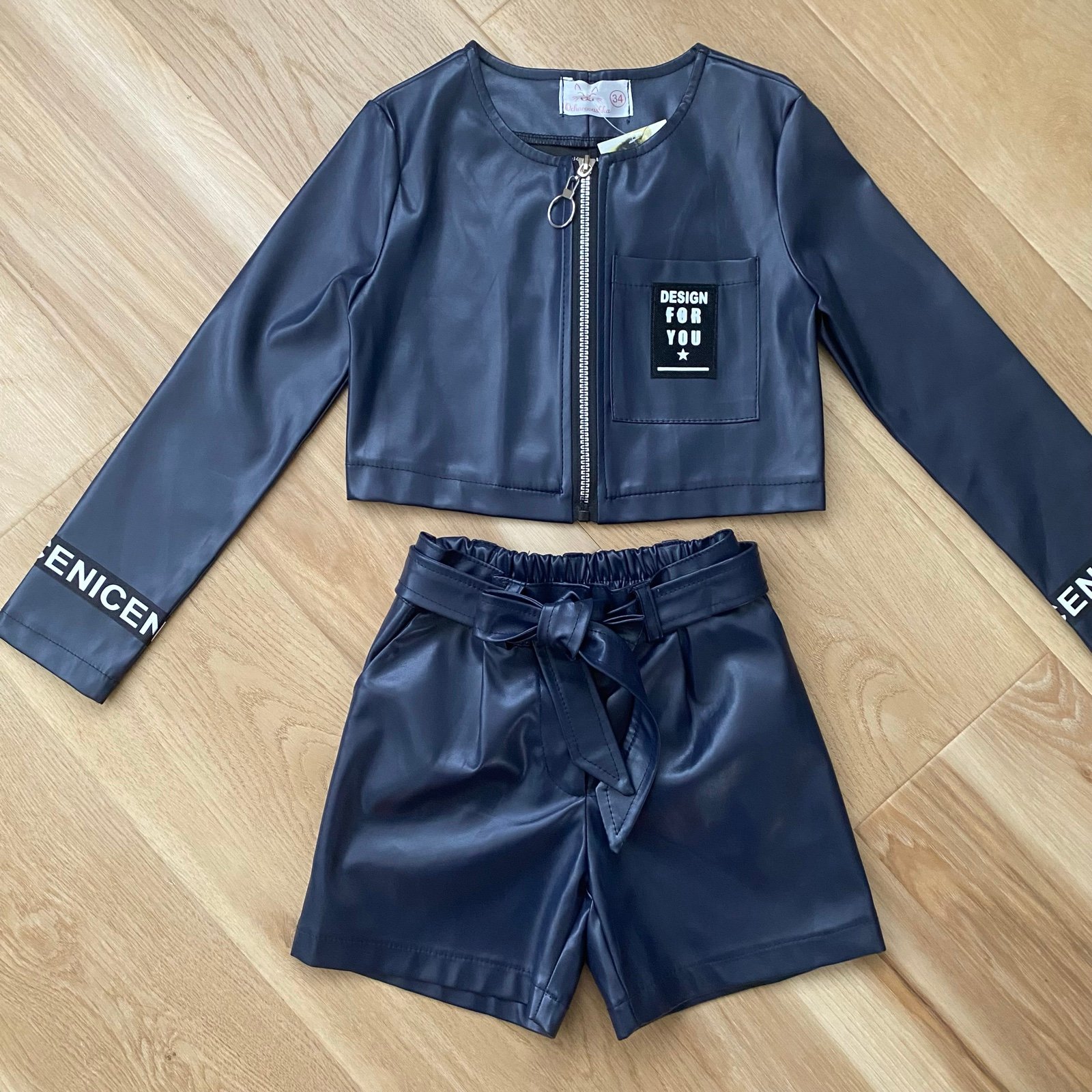 NWT GIRLS FAUX LEATHER SET/ SHORTS /JACKET