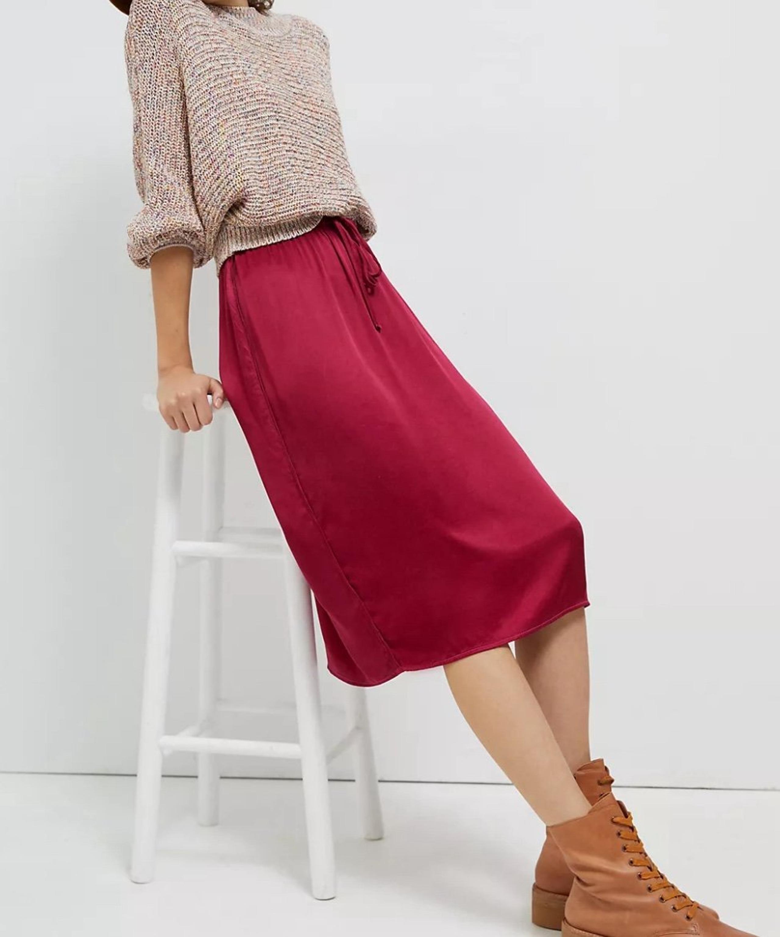 Anthropologie Cloth & Stone Midi Skirt w/ drawstring light blue