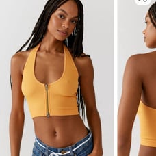 UO Jackie Seamless Zip-Up Halter Bra Top Size M/L Out From Under Sold Out