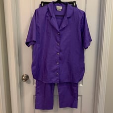 Vintage 1980’s park place fashions short sleeve button down & pants suit set