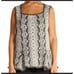 CAbi Peplum Grey/Off White Sweater Vest Top Size Small