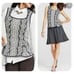 CAbi Peplum Grey/Off White Sweater Vest Top Size Small