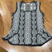 CAbi Peplum Grey/Off White Sweater Vest Top Size Small