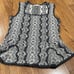 CAbi Peplum Grey/Off White Sweater Vest Top Size Small