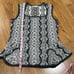 CAbi Peplum Grey/Off White Sweater Vest Top Size Small