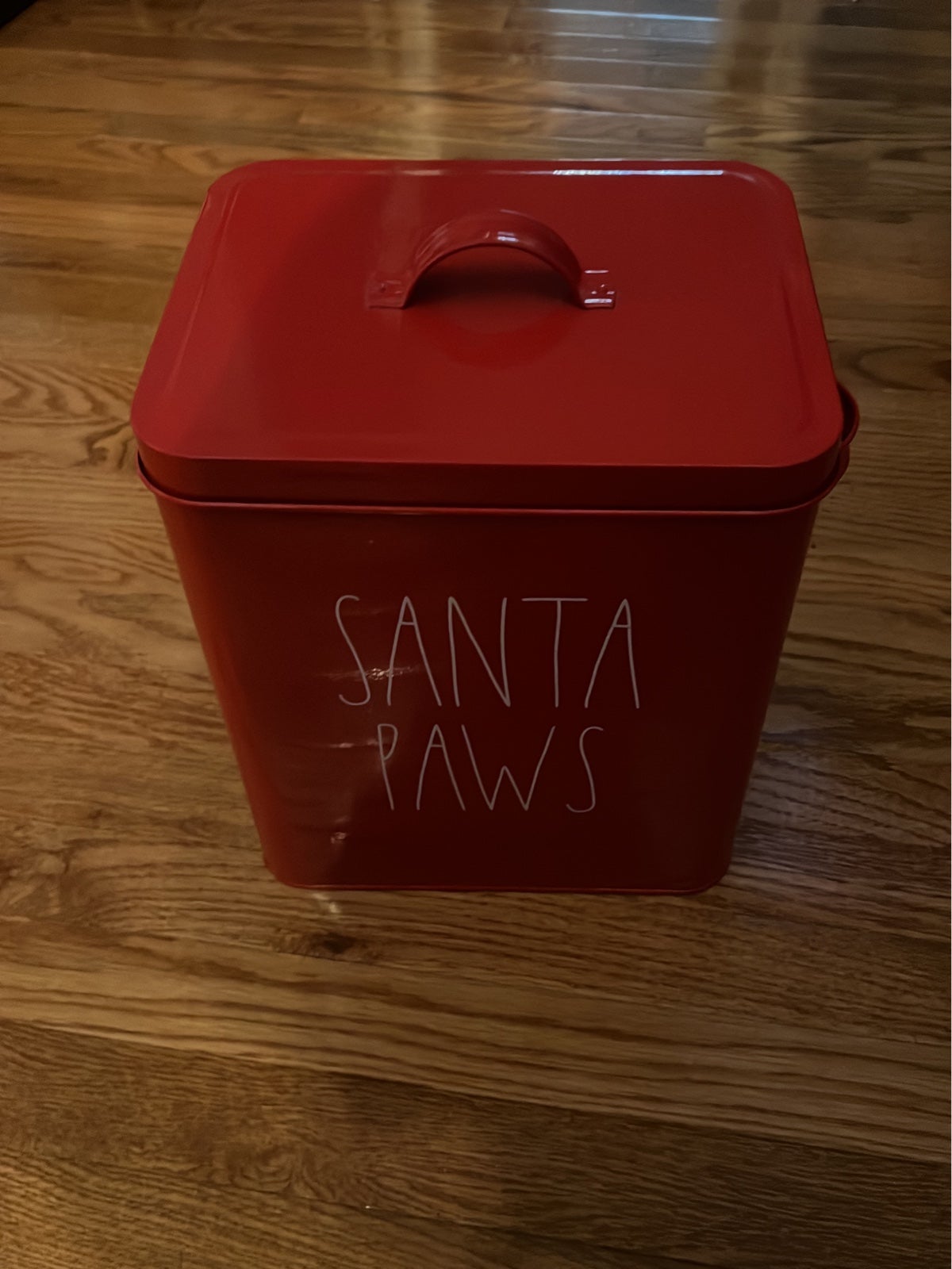 Rae Dunn Santa Paws Metal Tin Container Brand New