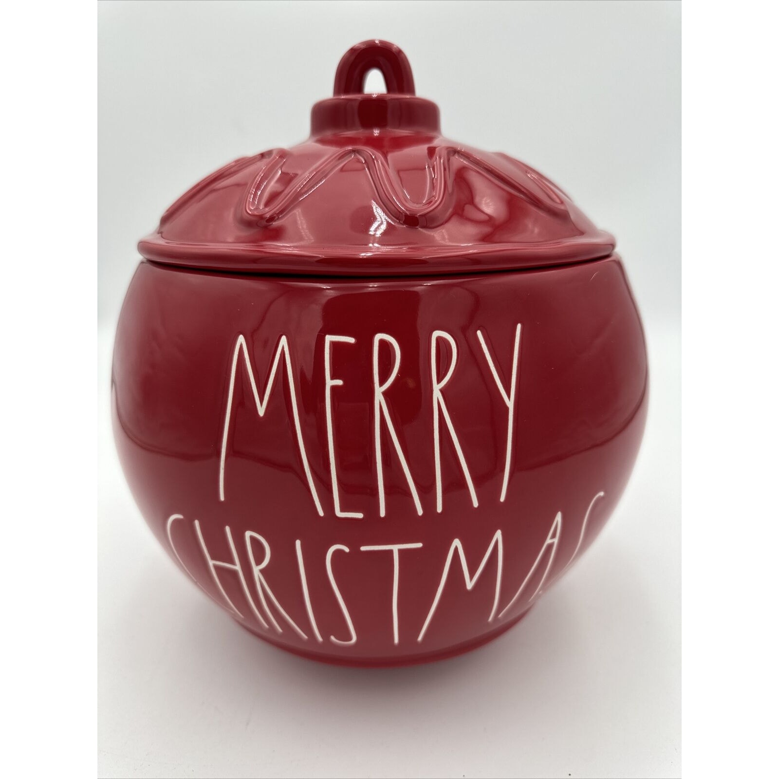 2022 RAE DUNN MERRY CHRISTMAS Ornament CANISTER/COOKIE JAR Large 11”