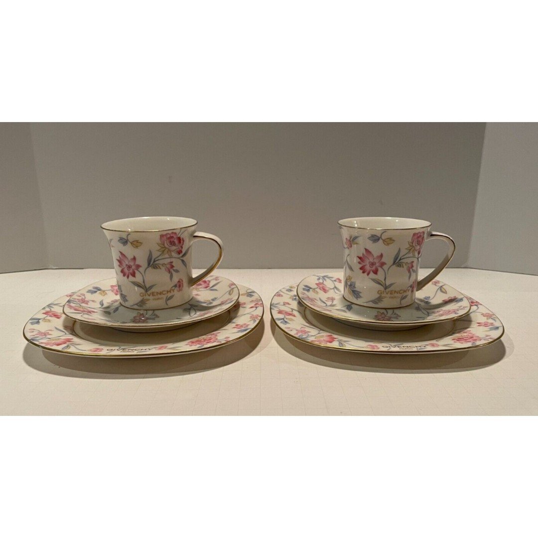 Givenchy Paris Yamaka Japan Tea Cup with saucer & plate 2 sets Pink Floral