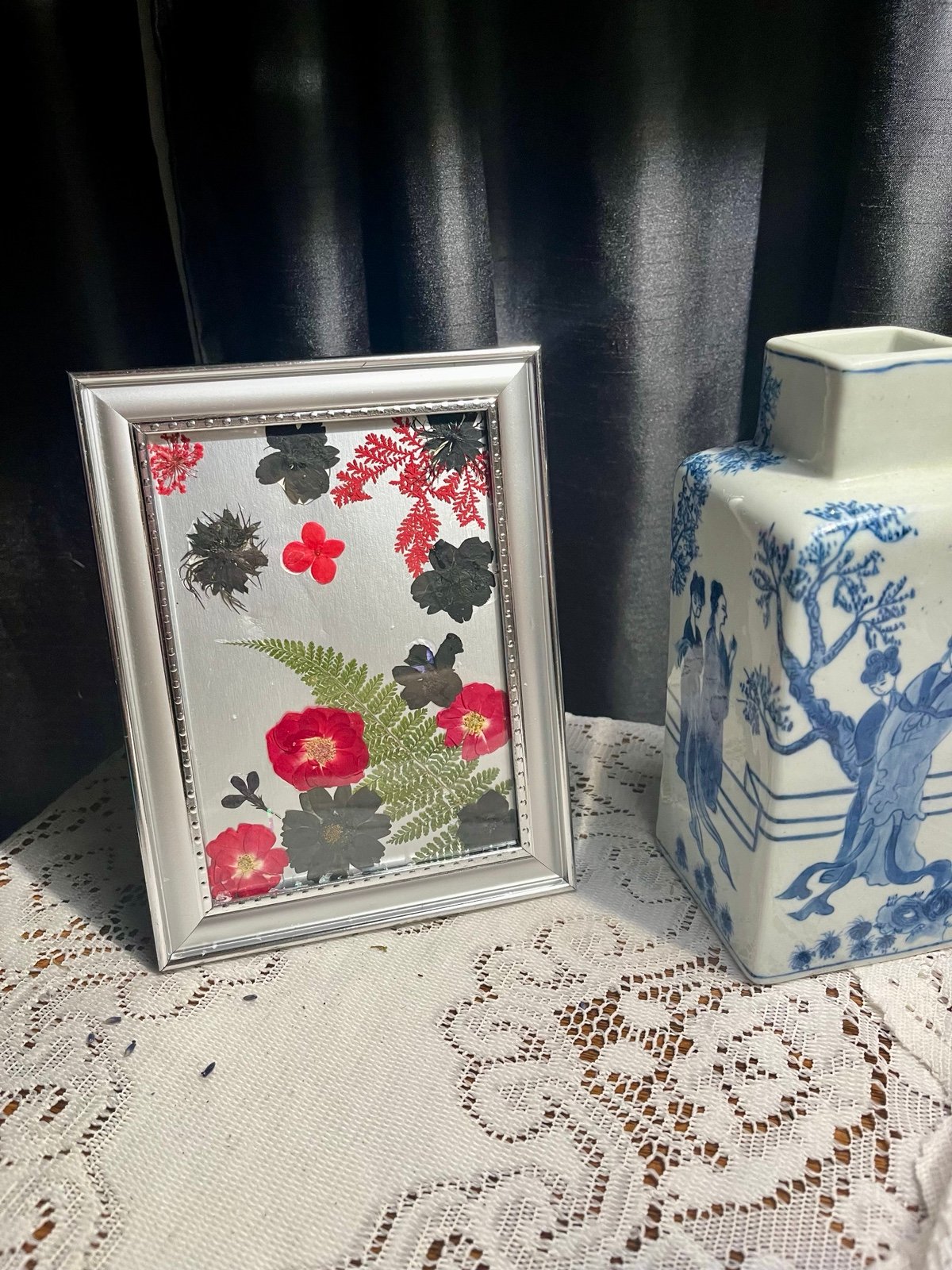 Floral art in frame, home decor