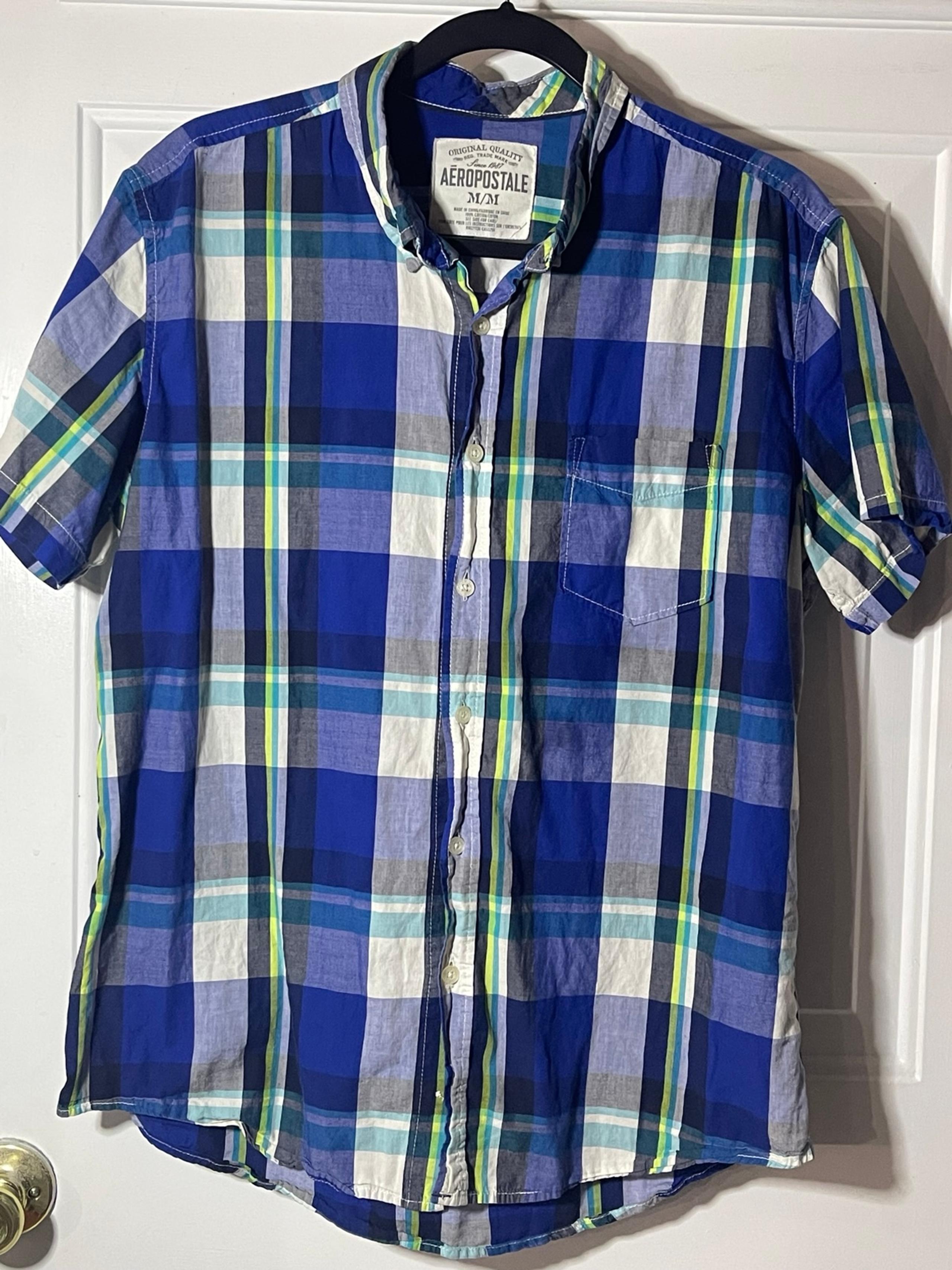 Aeropostale Men's Cotton Button Down Shirt Size M Short Sleeve