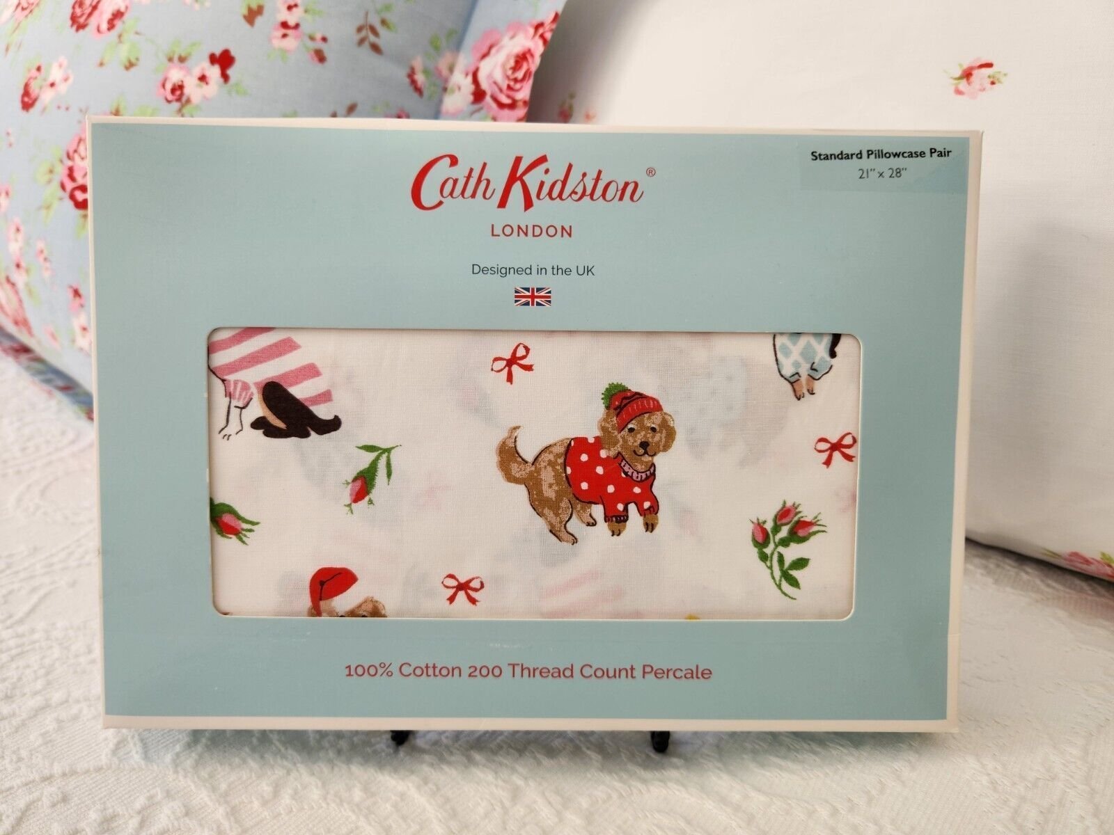 NEW CATH KIDSTON PUPPY LOVE CHRISTMAS PILLOWCASE SET