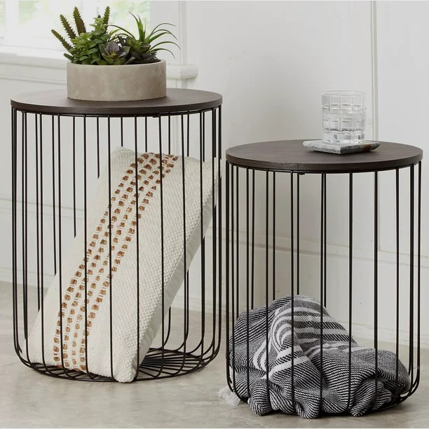 Better Homes & Gardens Storage Nesting Tables, Set of 2, Walnut Finish