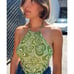 Lisa says Gah Clea Wide Hearts Tie Halter Top Womens Small Green Crop Chic NWT