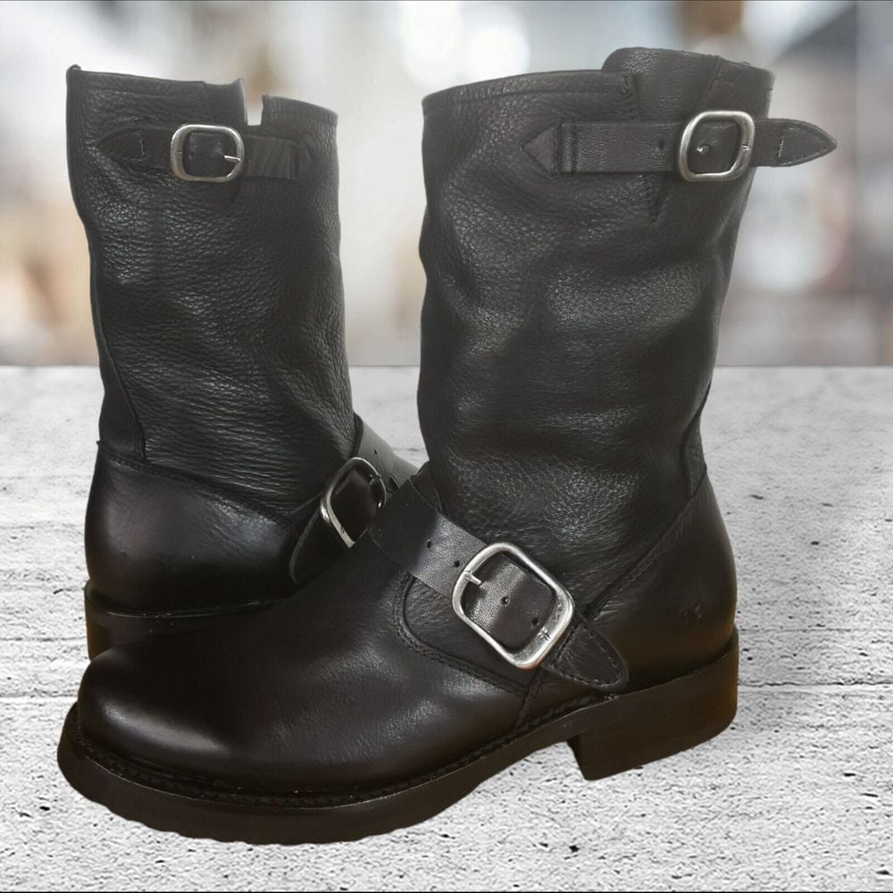 Frye Veronica Black Short Womens Size 7.5 M Leather Boots #76509