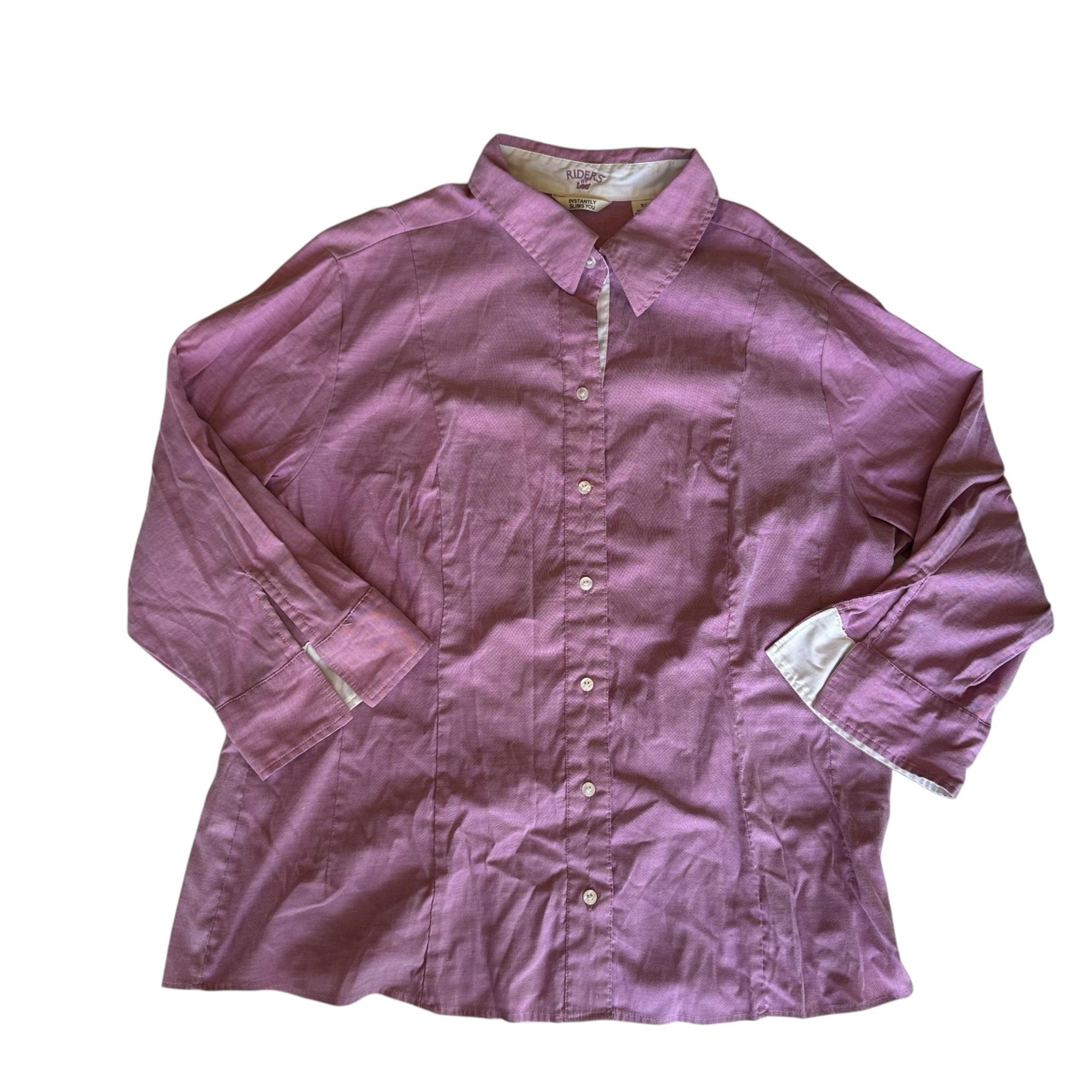 Womens Top Size XL Pink Slimming Button Up