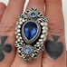 Gorgeous Large SARDA Heavy Solid Sterling Silver Blue Quartz & Mystic Topaz Ring